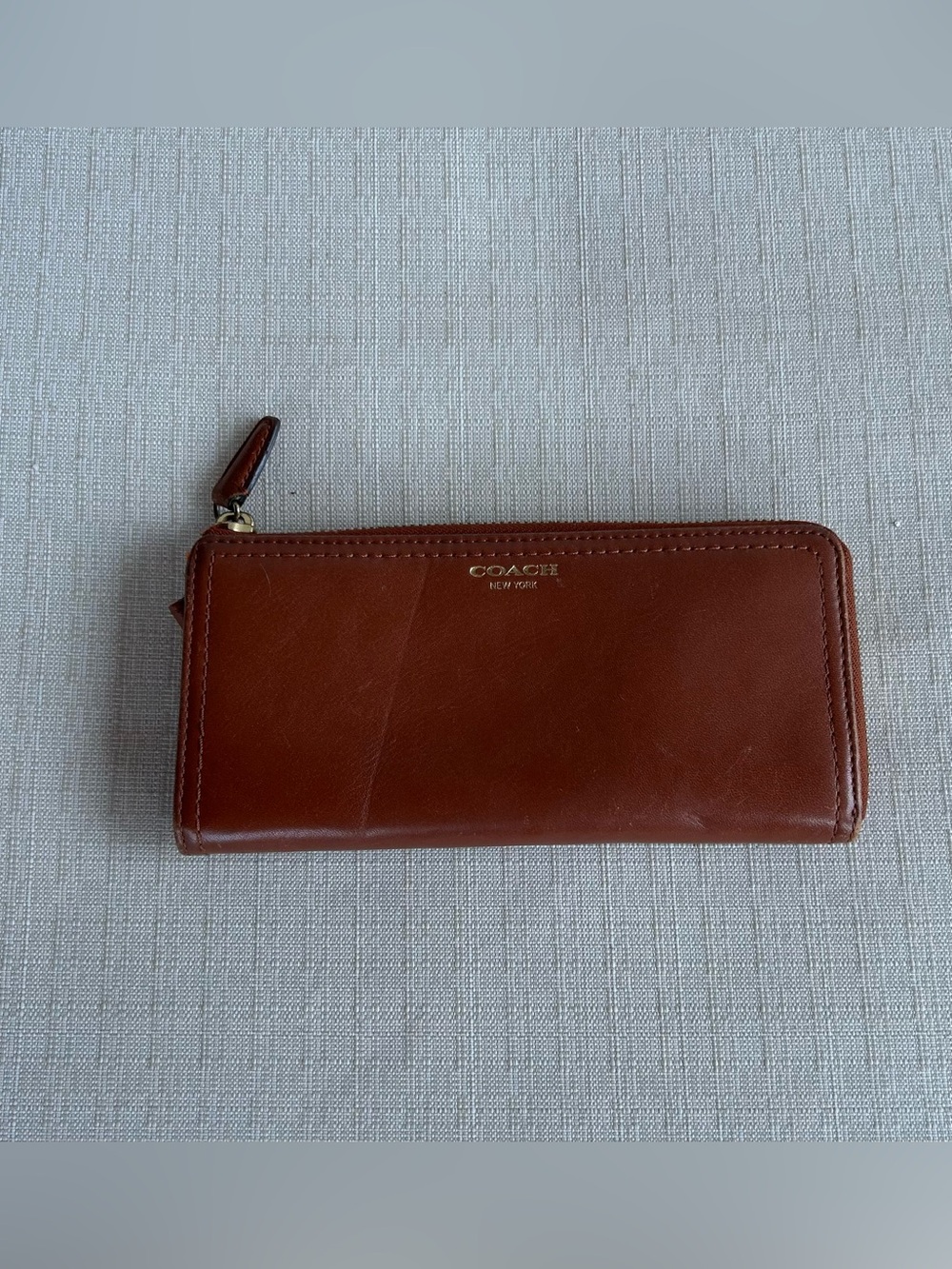 Coach Brown New York Accordion Leather Zip Wallet